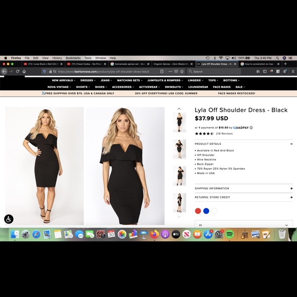 Lyla Off Shoulder Dress - Black - Picture 2 of 2